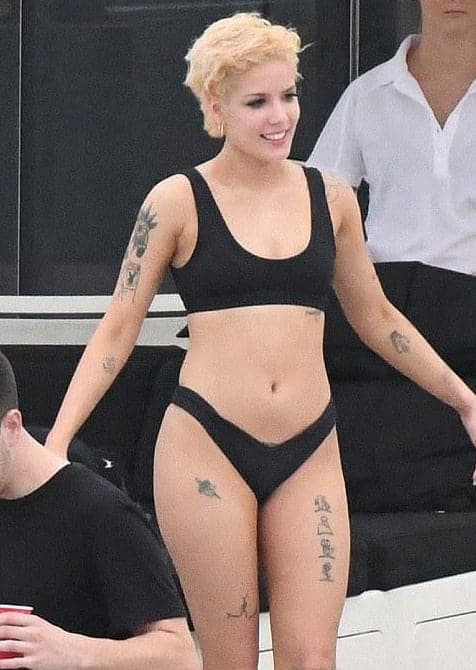 Halsey is wearing a small.